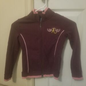 Canyon River Blues Full Zip Sweatshirt Maroon Embroidered Angel Wings Size S